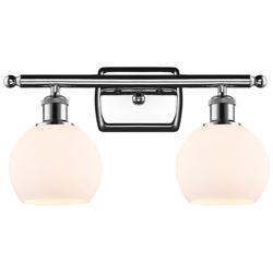 Athens 2 Light 16" Bath Light - Polished Chrome - Matte White Shade