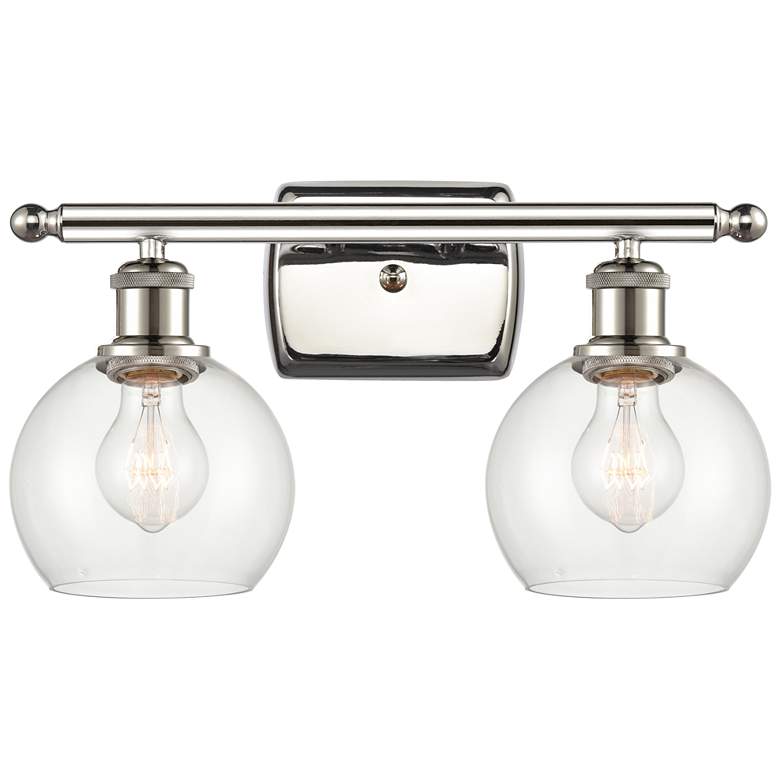 Image 1 Athens 2 Light 16 inch Bath Light - Polished Nickel - Clear Shade