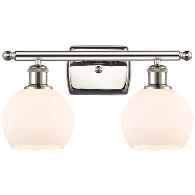 Image 1 Athens 2 Light 16" Bath Light - Polished Nickel - Matte White Shade
