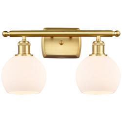 Athens 2 Light 16" Bath Light - Satin Gold - Matte White Shade