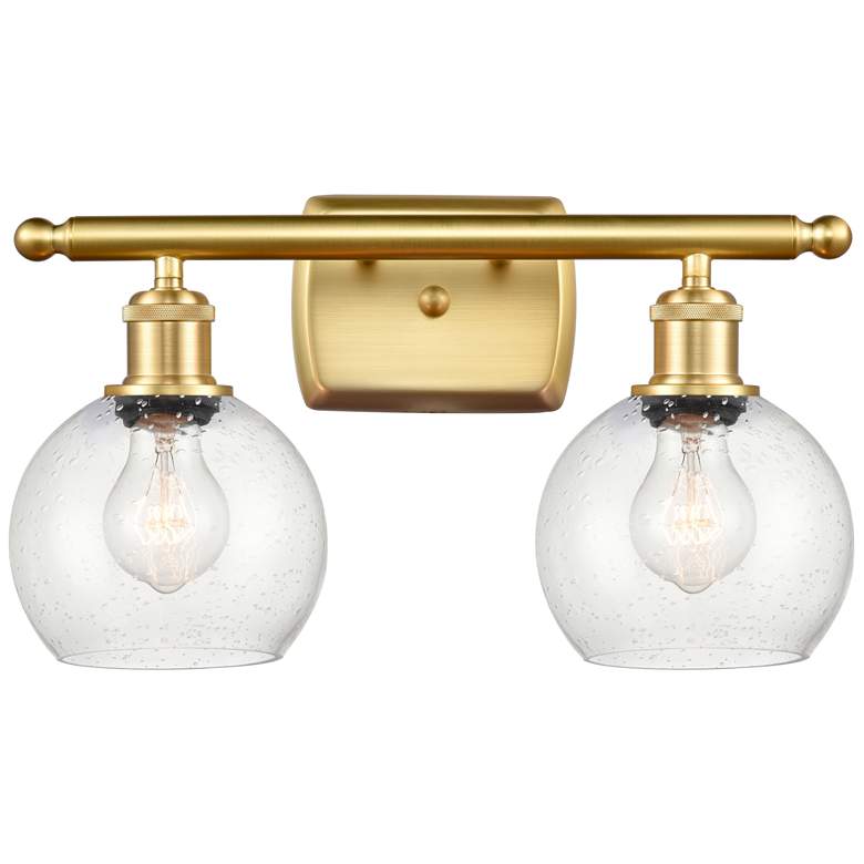 Image 1 Athens 2 Light 16" Bath Light - Satin Gold - Seedy Shade
