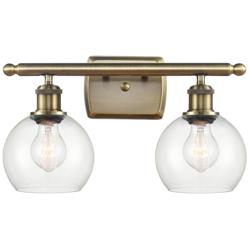 Athens 2 Light 16" LED Bath Light - Antique Brass - Clear Shade