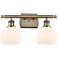 Athens 2 Light 16" LED Bath Light - Antique Brass - Matte White Shade