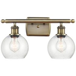Athens 2 Light 16" LED Bath Light - Antique Brass - Seedy Shade