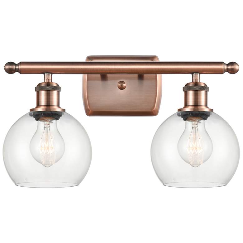 Image 1 Athens 2 Light 16 inch LED Bath Light - Antique Copper - Clear Shade