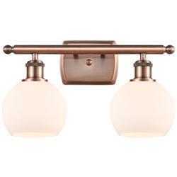Athens 2 Light 16" LED Bath Light - Antique Copper - Matte White Shade