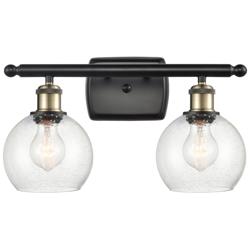 Athens 2 Light 16" LED Bath Light - Black Antique Brass - Seedy Shade