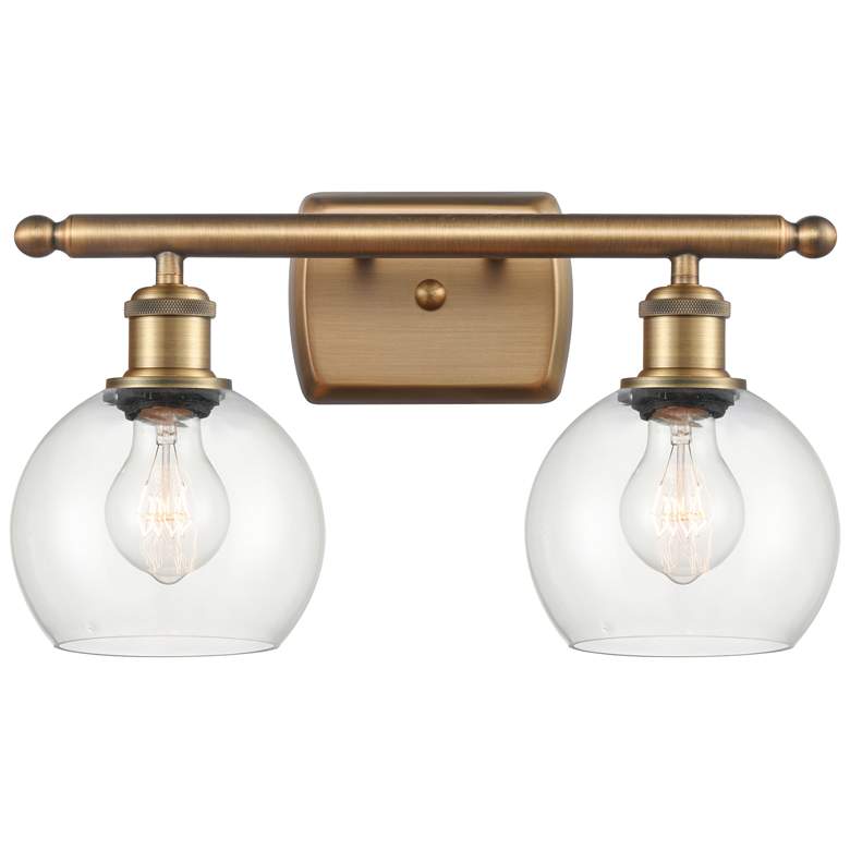Image 1 Athens 2 Light 16" LED Bath Light - Brushed Brass - Clear Shade