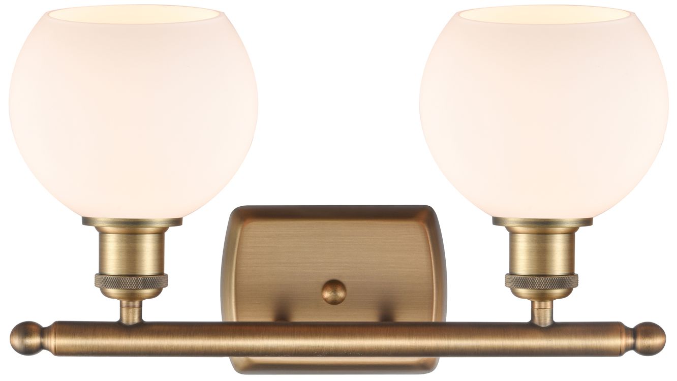 Image 3 Athens 2 Light 16" LED Bath Light - Brushed Brass - Matte White Shade more views