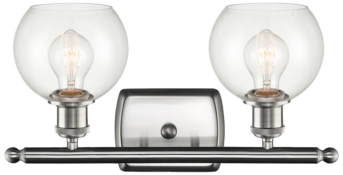 Image 2 Athens 2 Light 16" LED Bath Light - Brushed Satin Nickel - Clear Shade more views