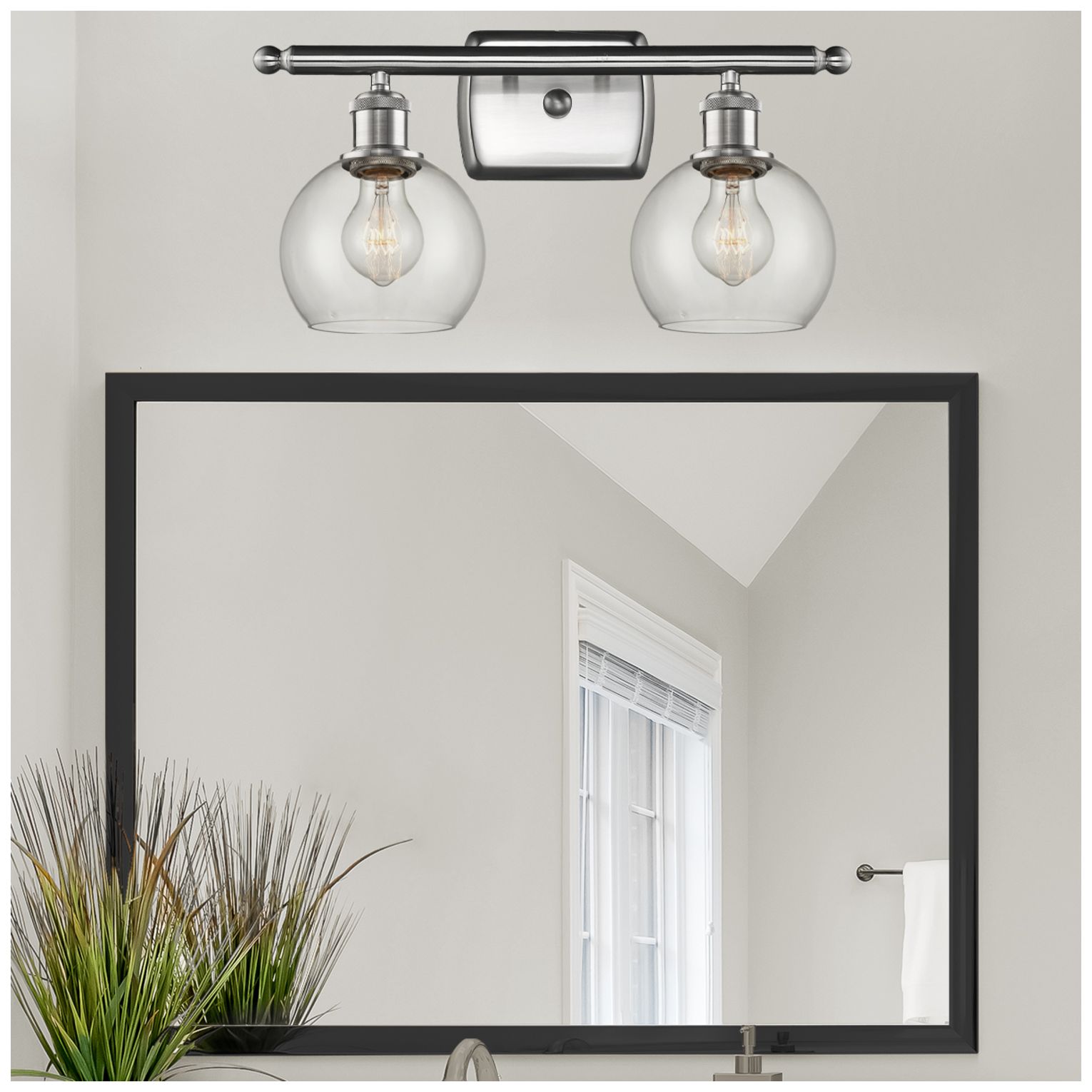 Image 3 Athens 2 Light 16" LED Bath Light - Brushed Satin Nickel - Clear Shade more views