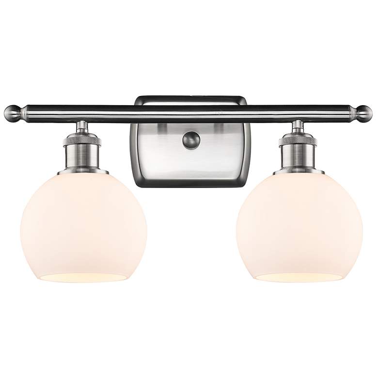 Image 1 Athens 2 Light 16" LED Bath Light - Brushed Satin Nickel - White Shade