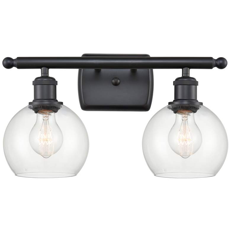 Image 1 Athens 2 Light 16" LED Bath Light - Matte Black - Clear Shade
