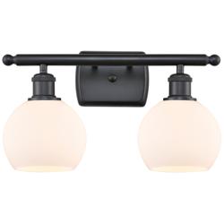 Athens 2 Light 16" LED Bath Light - Matte Black - Matte White Shade