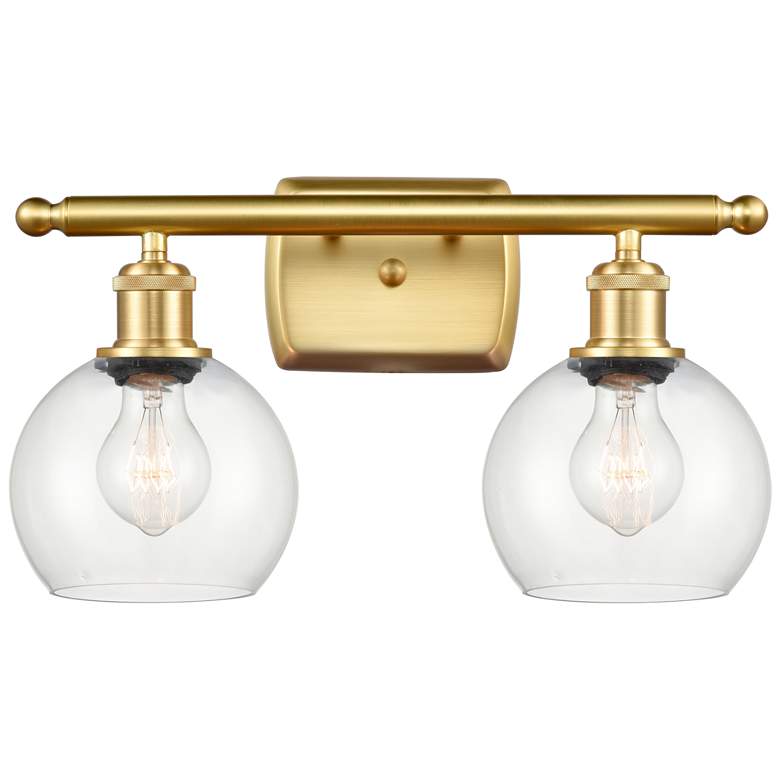 Image 1 Athens 2 Light 16 inch LED Bath Light - Satin Gold - Clear Shade