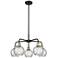 Athens 23.88"W 5 Light Black Brass Stem Chandelier w/ Water Glass Shad