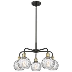 Athens 23.88"W 5 Light Black Brass Stem Chandelier w/ Water Glass Shad Athens 23.88"W 5 Light Black Brass Stem Chandelier w/ Water Glass Shad