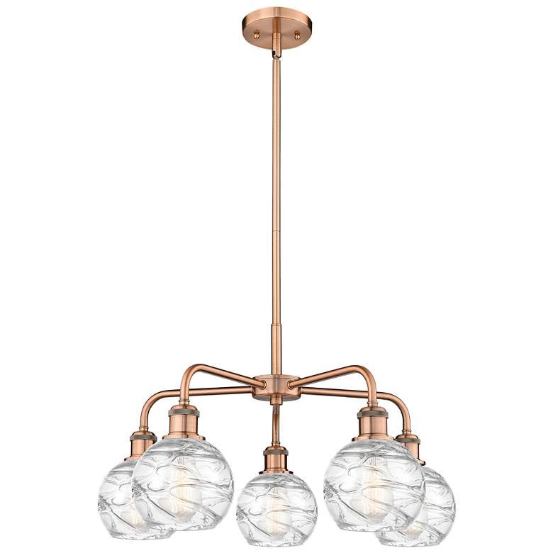 Image 1 Athens 23.88 inchW 5 Light Copper Stem Hung Chandelier With Deco Swirl Sha