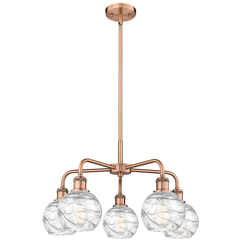 Image 1 Athens 23.88"W 5 Light Copper Stem Hung Chandelier With Deco Swirl Sha