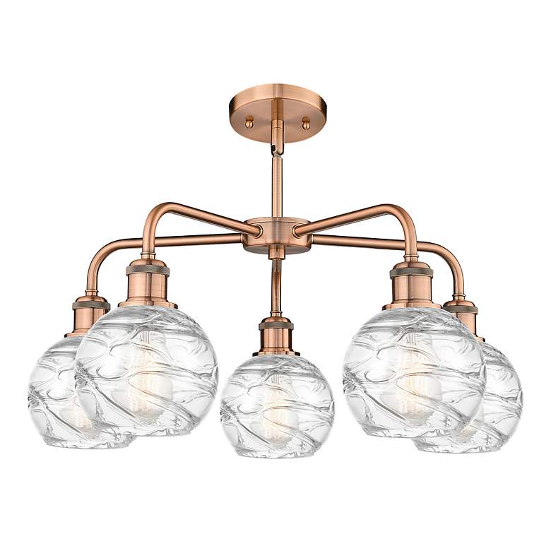 Image 2 Athens 23.88"W 5 Light Copper Stem Hung Chandelier With Deco Swirl Sha more views