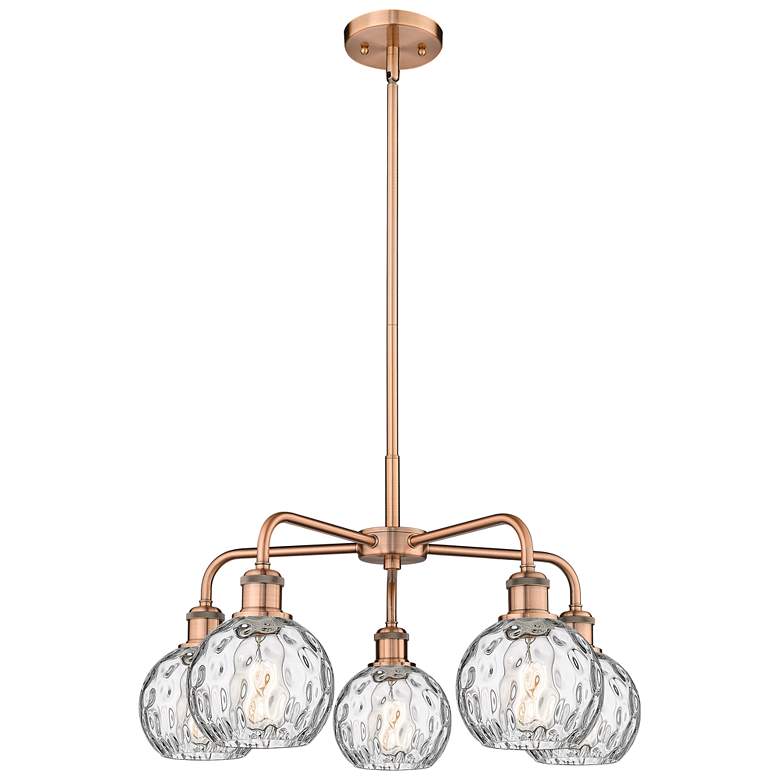 Image 1 Athens 23.88 inchW 5 Light Copper Stem Hung Chandelier With Water Glass Sh