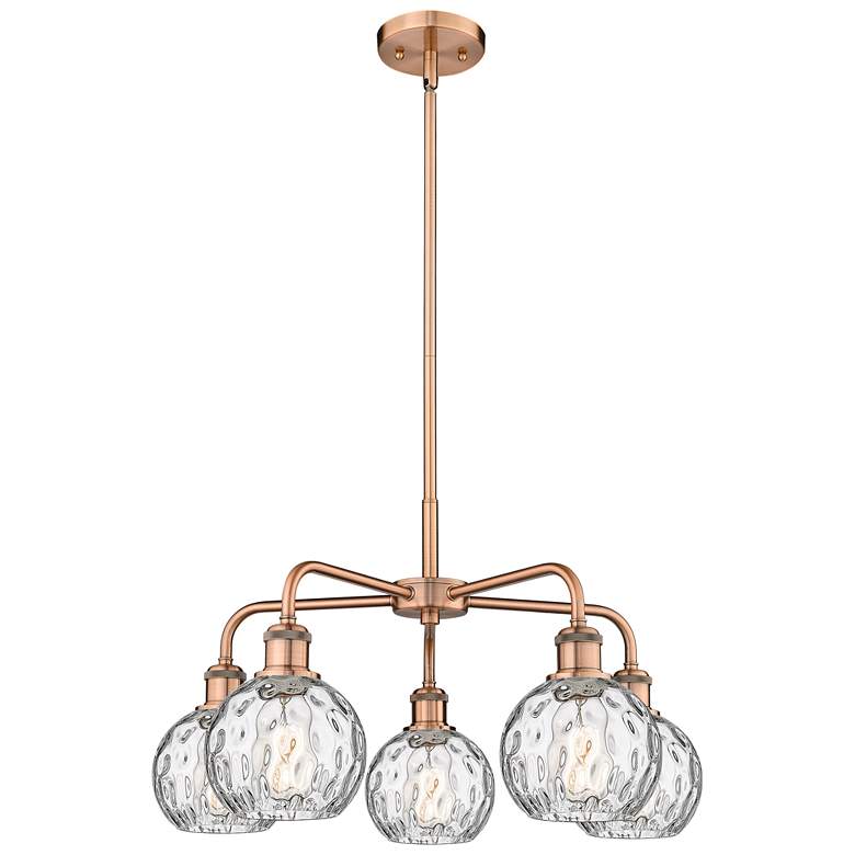 Image 1 Athens 23.88"W 5 Light Copper Stem Hung Chandelier With Water Glass Sh