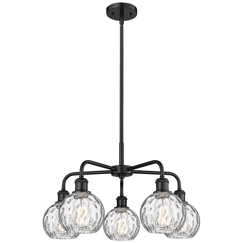 Image 1 Athens 23.88"W 5 Light Matte Black Stem Chandelier w/ Water Glass Shad
