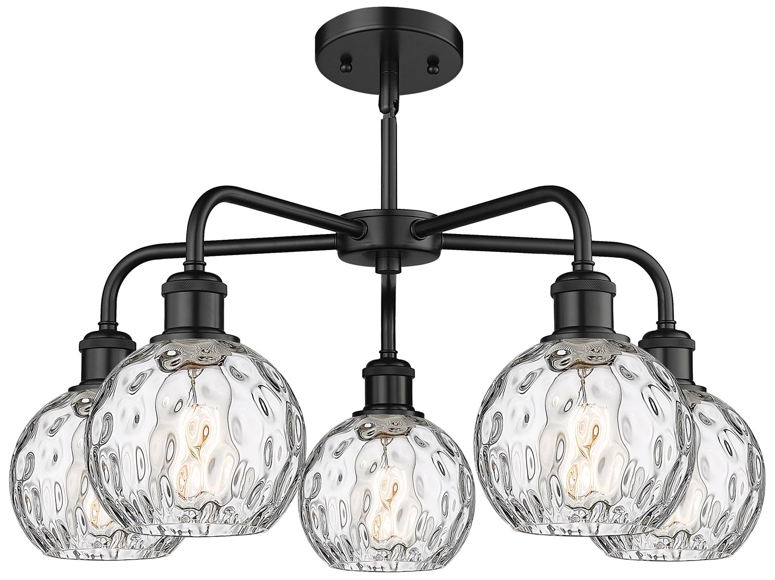 Image 2 Athens 23.88"W 5 Light Matte Black Stem Chandelier w/ Water Glass Shad more views