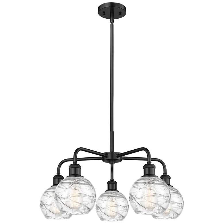 Image 1 Athens 23.88"W 5 Light Matte Black Stem Hung Chandelier w/ Deco Swirl