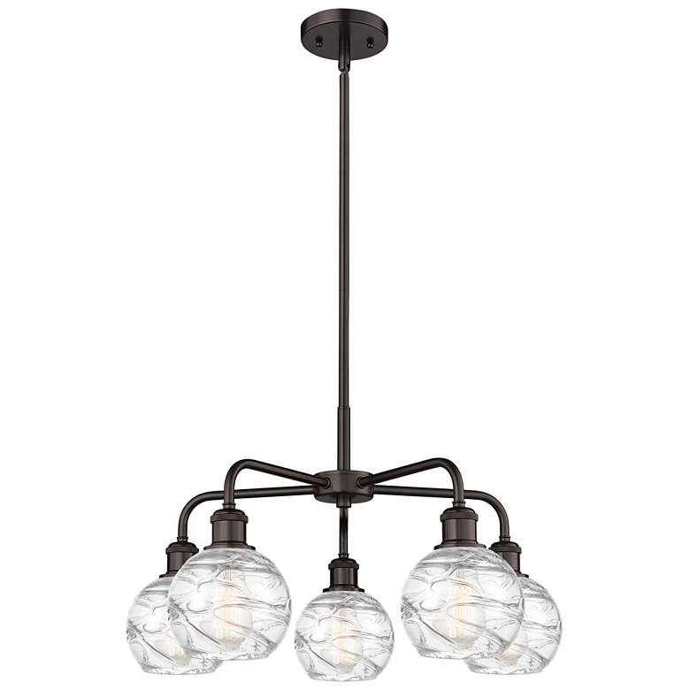 Image 1 Athens 23.88"W 5 Light Oil Rubbed Bronze Stem Chandelier w/ Swirl Shad