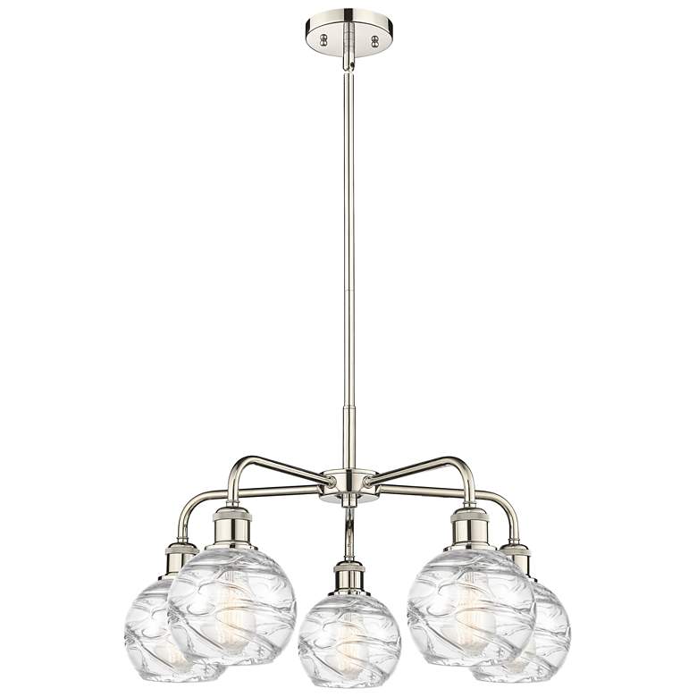 Image 1 Athens 23.88"W 5 Light Polished Nickel Stem Chandelier w/ Deco Swirl S