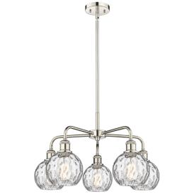 Athens 23.88"W 5 Light Polished Nickel Stem Chandelier w/ Water Glass Athens 23.88"W 5 Light Polished Nickel Stem Chandelier w/ Water Glass