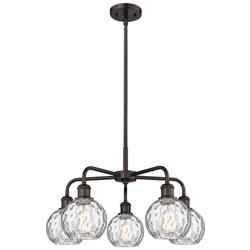 Athens 23.88&quot;W 5 Light Rubbed Bronze Stem Chandelier w/ Water Glass Sh