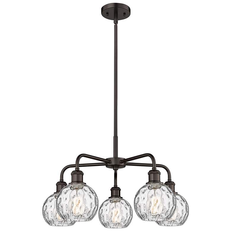 Image 1 Athens 23.88"W 5 Light Rubbed Bronze Stem Chandelier w/ Water Glass Sh