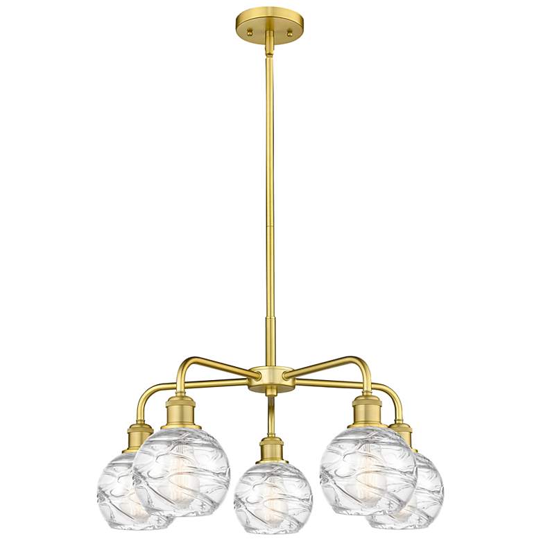 Image 1 Athens 23.88"W 5 Light Satin Gold Stem Hung Chandelier w/ Deco Swirl S