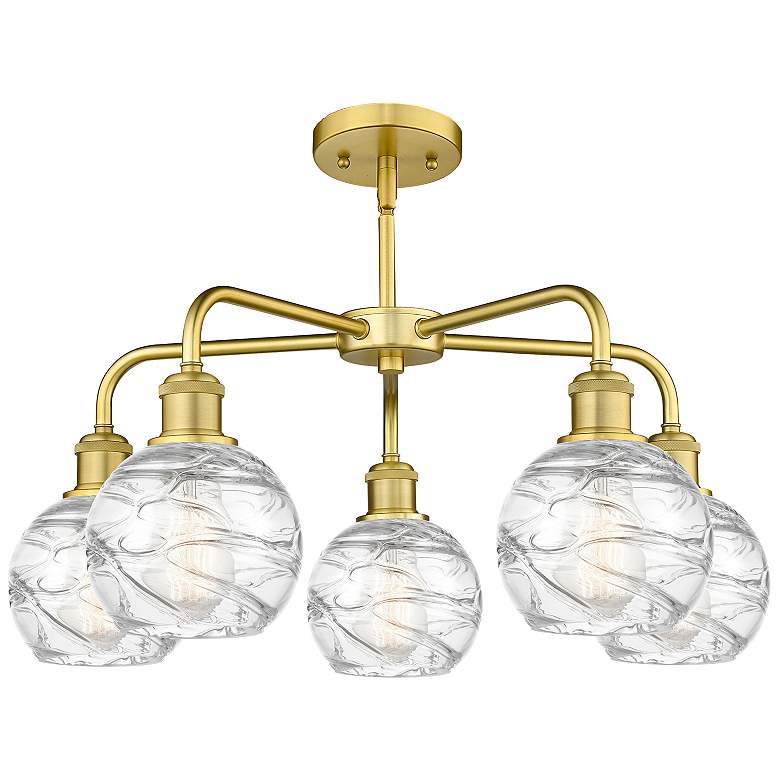 Image 2 Athens 23.88"W 5 Light Satin Gold Stem Hung Chandelier w/ Deco Swirl S more views