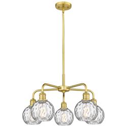 Athens 23.88&quot;W 5 Light Satin Gold Stem Hung Chandelier w/ Water Glass