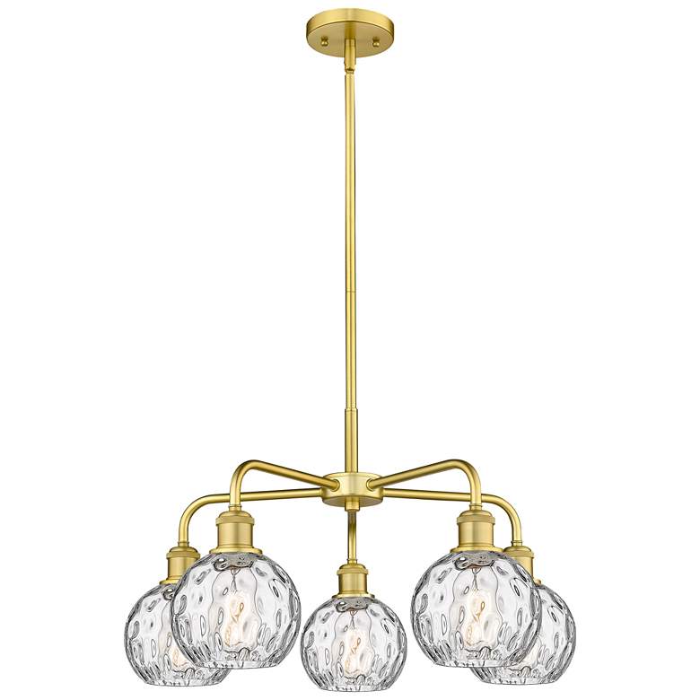Image 1 Athens 23.88"W 5 Light Satin Gold Stem Hung Chandelier w/ Water Glass