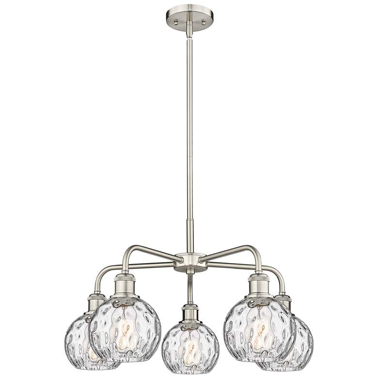 Image 1 Athens 23.88"W 5 Light Satin Nickel Stem Chandelier w/ Water Glass Sha
