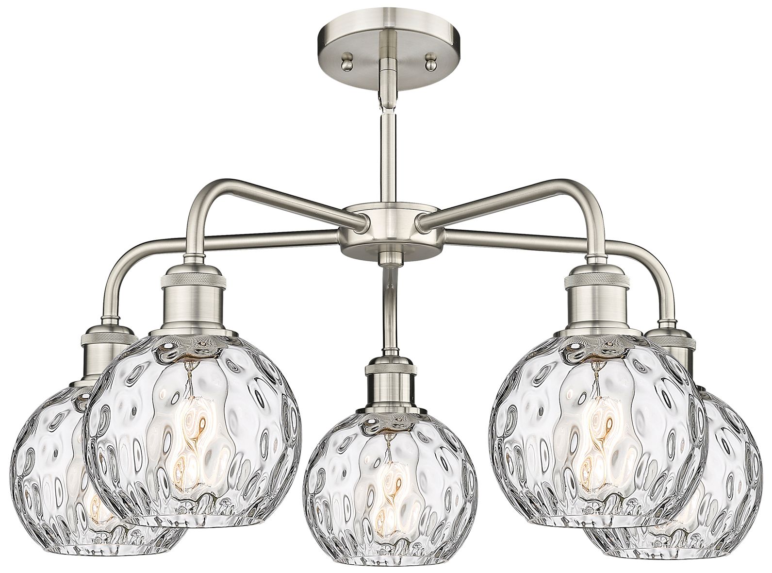 Image 2 Athens 23.88"W 5 Light Satin Nickel Stem Chandelier w/ Water Glass Sha more views