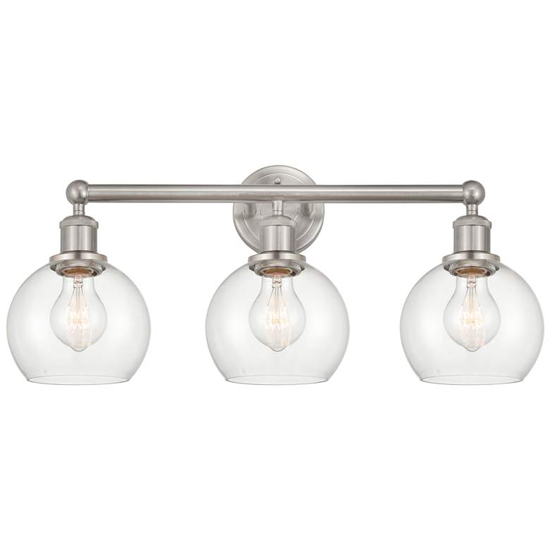 Image 1 Athens 24" 3-Light Brushed Satin Nickel Bath Light w/ Clear Shade