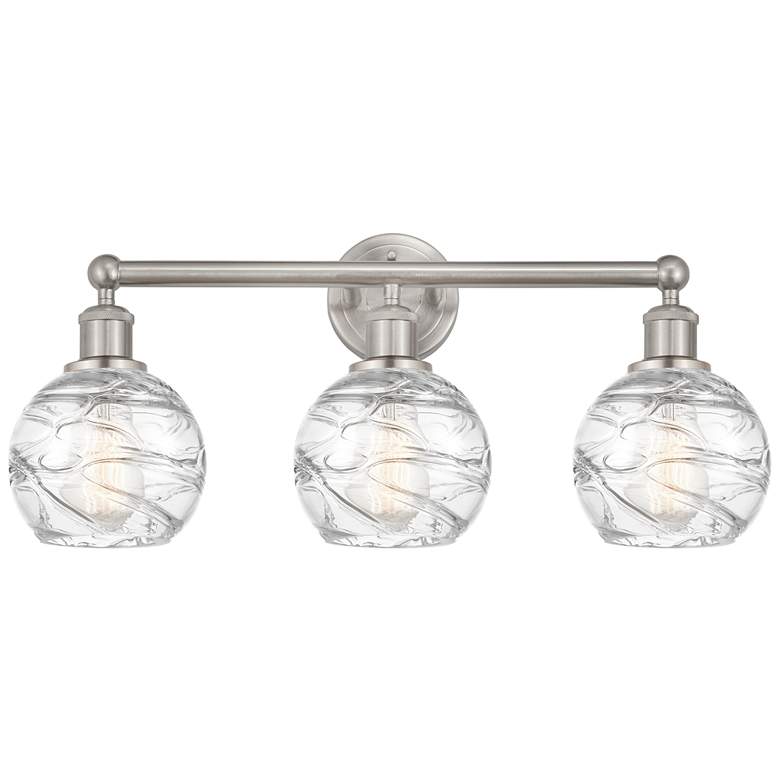 Image 1 Athens 24" 3-Light Brushed Satin Nickel Bath Light w/ Deco Swirl Shade