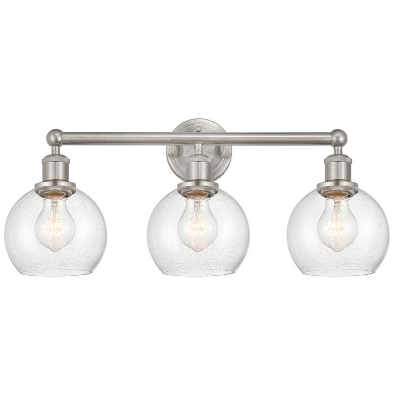 Image 1 Athens 24" 3-Light Brushed Satin Nickel Bath Light w/ Seedy Shade