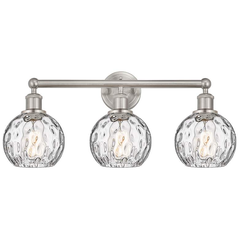 Image 1 Athens 24 inch 3-Light Brushed Satin Nickel Bath Light w/ Water Glass Shad