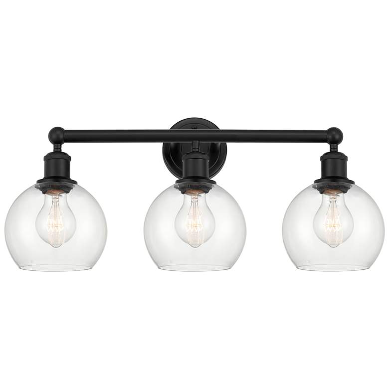 Image 1 Athens 24" 3-Light Matte Black Bath Light w/ Clear Shade