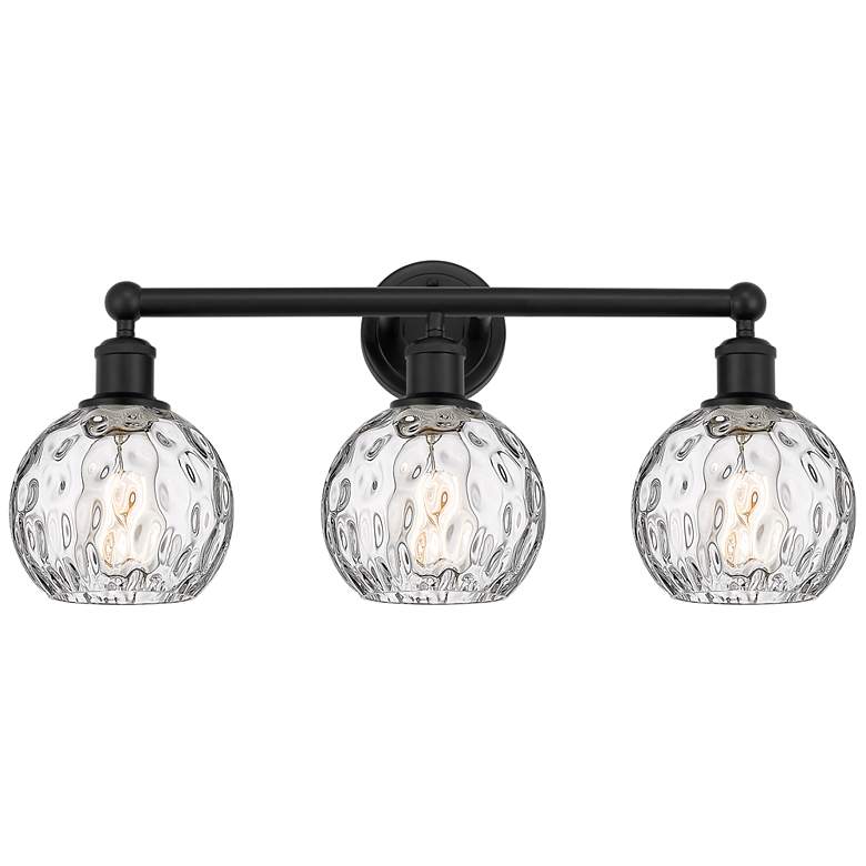Image 1 Athens 24" 3-Light Matte Black Bath Light w/ Clear Water Glass Shade
