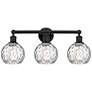 Athens 24" 3-Light Matte Black Bath Light w/ Clear Water Glass Shade