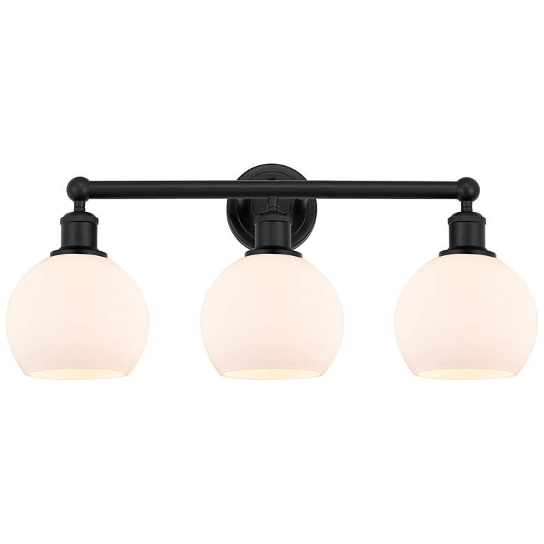 Image 1 Athens 24" 3-Light Matte Black Bath Light w/ Matte White Shade