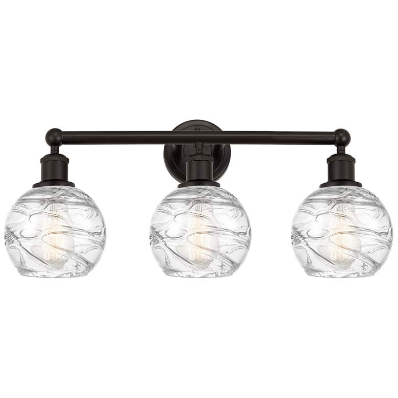 Image 1 Athens 24" 3-Light Oil Rubbed Bronze Bath Light w/ Clear Deco Swirl Sh