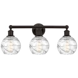 Athens 24" 3-Light Oil Rubbed Bronze Bath Light w/ Clear Deco Swirl Sh